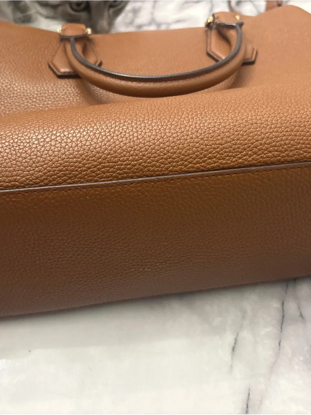 Michael Kors Brown Pebbled Leather Crossbody Satchel with Gold Hardware